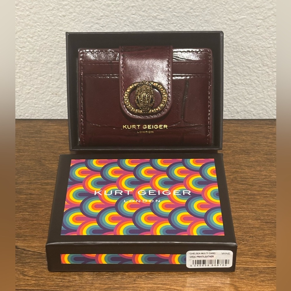 Kurt Geiger Wine Card Holder/Wallet with Gold Emblem